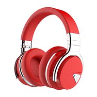 COWIN E7 Wireless Bluetooth Headphones with Mic Hi-Fi Deep Bass Wireless Headphones Over Ear, Comfortable Protein Earpads, 30 Hours Playtime for Travel Work TV Computer Phone - Red