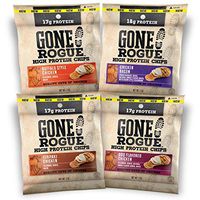 Gone Rogue High Protein Chips, Low Carb, Gluten Free, Keto Friendly Snacks - Variety Pack, 8 pack, 4 Flavors: Chicken Bacon, Buffalo Style Chicken, Teriyaki Chicken & BBQ Chicken
