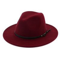 Lisianthus Women Belt Buckle Fedora Hat Claret-red
