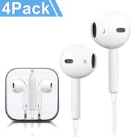 Headphones, 4Pack Quality Earbuds Earphones with Microphone and Volume Control, Compatible Phone 6s Plus/6s/6/SE/5s/5c/5 Galaxy and More Android Smartphones 3.5mm Headphones White