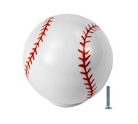 6 Pack Silverline Cabinet Boy Child Drawer Knobs 1-1/4" Sports Dresser Wardrobe Room Decoration, Baseball