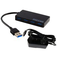 Leedemore USB 3.0 Hub, 4 Port USB Hub with Power Adapter Ultra Slim Super Speed Data Transfer Hub for mac Laptop Ultrabook and Tablet PC