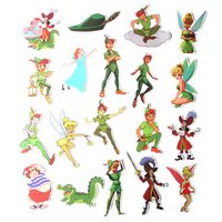 Cartoon Movie Peter Pan Themed 19 Piece Sticker Decal Set for Kids Adults - Laptop Motorcycle Skateboard Decals