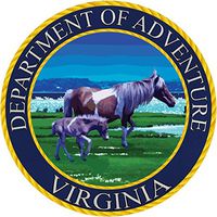 State of Virginia Sticker | State Seal Department of Adventure State Seal | VA Wild Assateague Horse Mustang | Apply to Water Bottle Decal Laptop Computer car Bumper | Lost Colony DC Commonwealth