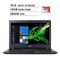 2019 Newest Acer Premium Aspire 3 14 Inch Laptop (AMD A9-9420e 1.8GHz up to 2.7GHz, 16GB DDR4 RAM, 256GB SSD, AMD Radeon R5, WiFi, Bluetooth, HDMI, Webcam, Windows 10 Home) (Black)