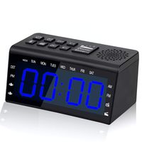 Alarm Clock for Heavy Sleepers Alarm Clock Radio with with FM AM Alarm Clock with USB Charger Alarm Clock for Bedrooms with Sleep Timer Digital Alarm Clock with Battery Operated (Black and Bule)