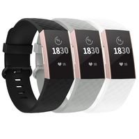 adepoy Compatible with Fitbit Charge 3 Bands for Women Men Large Small, Adjustable Replacement Wristbands for Fitbit Charge 3 and Fitbit Charge 3 SE, 3 Pack, Black, SlateGray, White, Large