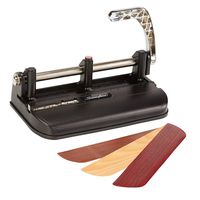 Swingline 2-7 Hole Punch, Adjustable, Heavy Duty Hole Puncher, 40 Sheet Punch Capacity, Chrome/Black/Woodgrain (74400)