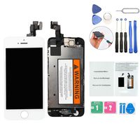 ORIWHIZ Top Grade LCD for iPhone 5S Replacement Screen with Home Button, Front Camera,Earpieces Speaker Pre Assembled Full Set Digitizer Assembly LCD Display and Repair Tool Kits and Manual White