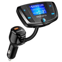 VicTsing (Upgraded Version) Bluetooth FM Transmitter, Wireless Radio Adapter Hands-Free Car Kit with 1.7 Inch Display, QC3.0 and Power On/Off Switch, Dual USB Ports, U Disk, TF Card MP3 Player