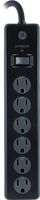GE Power Strip Surge Protector, 6 Outlets, 4ft Power Cord, Flat Plug, 800 Joules, Safety Locks, Multi Outlet, Wall Mount, Black, 33659 (Renewed)