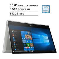 HP Envy x360 15.6 Inch FHD 1080P 2-in-1 Touchscreen Laptop - Intel Quad Core i7-8565U up to 4.6 GHz, Intel UHD 620, 16GB DDR4 RAM, 512GB SSD, Bluetooth 5.0, WiFi, HDMI, Windows 10