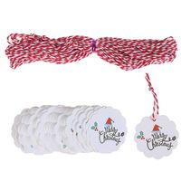 Kayueti 100Pcs/Set Kraft Paper Merry Tags Present Gift Wrapping Label DIY Arts and Crafts Hanging Tag with 20M Twine String for Christmas Party Wedding Thanksgiving Party Supplies