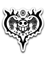 95Vibes One Piece Inspired Trafalgar Law Heart Pirates Tatoo Vinyl Decal Sticker 3''x4''