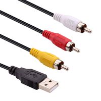 SimYoung USB to 3RCA Cable 1.5m USB Male to 3 RCA Male Jack Splitter Audio Video AV Composite Adapter Cable for TV/Mac/PC 5FT