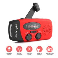 [2018 Upgrade]Houkiper Portable Emergency Weather Radios Hand Crank Solar Self Powered NOAA WB AM FM Radio /Bright LED Flashlight 1000mAh Phone Power Bank for Hurricane Camping Outdoor Survival(Red)