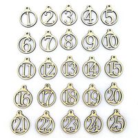 Sundlight Tags, 25pcs Christmas Countdown Tags, Christmas Decorations,Wooden Christmas Advent Calendar Gift Tags Number Gift Tags