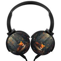 Animal Fox Stereo Headphones Lightweight with Mic Over Ear, Cute Headsets for iPhone, Ipad, Smartphone and Tv 3.5Mm Black