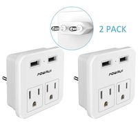 European Travel Plug Adapter, POWRUI 2 Pack International Power Adapter with 2 AC Outlets and Dual USB ports for USA To Most of Europe EU Israel Brazil Italy(Type C - Most of Europe)