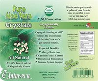 Aloe Vera Juice Crystals (Inner-Leaf Gel) 12 Pkg's = 12-Gal's of AloeVera Gel-Juice Cryogenic Frozen Bio-Active Cold Process Non-GMO Polysaccharide Rich by Natur-Pur