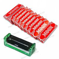 10 booklets Moon 1.0" inch Regular Size 70mm Wood Pulp Cigarette Tobacco Rolling Papers 500 Leaves Totally Free with Roller
