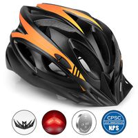 Tai Koo Adult Bike Helmet, CPSC Certified Cycle Helmet for Adults Men/Women, Adjustable Size Road Cycling Bicycle Helmet with Detachable Visor/Rear Light/Reflective Strap - Black Orange