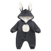 kaiCran Toddler Baby Girls Boys Rompers Long Sleeve Rabbit Ear Winter Cute Jumpsuit Kids Outfits Clothes (Dark Gray, 6-12M)