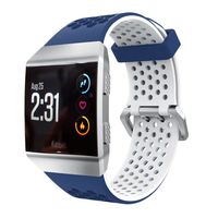 ZSZCXD Compatible for Fitbit Ionic Bands, New Silicone Replacement WatchBand Strap Band Wristband for Fitbit Ionic Smartwatch, Small and Large (Blue & White, 5.5"-8.1")