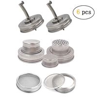 Mason Jar Liquor/Oil Pour Spout Dispenser, Sprouting Mason Jar Lid,Shaker Lid Shaker Dry Rub Lid - Cocktail, Mix Spices, Dredge Flour, Sugar Pack of 6