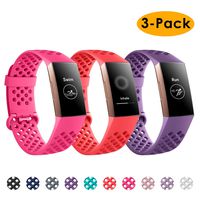 NANW Bands Compatible with Fitbit Charge 3, 3-Pack Silicone Sports Band Breathable Replacement Wristbands Strap Bracelet Bands for Women Men Woven Small Large