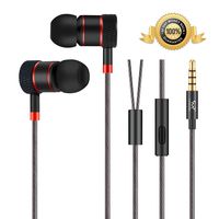 Earphone, in-Ear Headphone,Wired Earbuds with Microphone, Powerful Bass, Pure Sound, for Samsung, LG, Xiaomi, Sony, Huawei and Other Smartphones (Black Red)