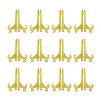 Artliving 4 inch Gold Plastic Easels or Stand/Plate Holders to Display Pictures or Other Items at Weddings, Home Decoration, Birthdays, Tables (12 Pack)