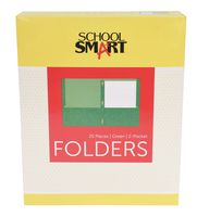 School Smart 2-Pocket Folder with Fasteners, Green, Pack of 25