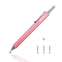 Mixoo Retractable Precision Stylus Pen - Universal Capacitive Stylus with 3 Replacement Disc Tips Drawing Handwriting for iPad iPhone Samsung Galaxy Tablet and Other Touch Screen Devices (Rose Gold)
