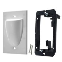 Maxmoral 1pcs Single-Gang Recessed Low Voltage Cable Plate &1pcs Mounting Bracket for TV HDTV Audio/Video Cable