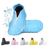 DREAMUS Reusable Silicone Waterproof Shoe Covers, Silicone Shoe Covers with Zipper No-Slip Silicone Rubber Shoe Cover for Kids,Men and Women (Blue, M)