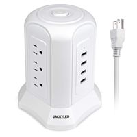 Power Strip Tower with 9 AC Outlets and 4 USB Ports JACKYLED Multi-Outlets Surge Protector Desktop Charging Station 9.8ft Extra Long Cord Electric Charging Station Switch Control