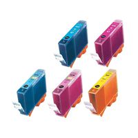 Amsahr C-BCI3eBKR Canon BCI3eBK Bjc-6000 BK Remanufactured Replacement Ink Cartridges with Set of 5: Color Ink Cartridges Ink