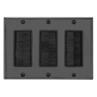 BATIGE 3 GANG Brush Wall Plate Anti-dust Wall Mount Panel Cable Pass Through Insert for Wires Access Strap Wall Socket Plug Port (3 GANG (1 Pack), Black)