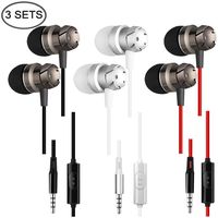 3 Packs Earbud Headphones with Remote & Microphone, SourceTon In Ear Earphone Stereo Sound Noise Isolating Tangle Free for iOS and Android Smartphones, Laptops, Gaming, Fits All 3.5mm Interface Device