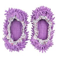 KISSTAKER One Pair Mop Cleaning Dusters House Slippers Shoes (Purple)