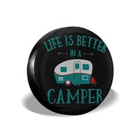 HAINANBOY Happy Camper Spare Tire Covers Potable Dirt Protector Wheel Covers Weather-Proof for Jeep Trailer RV SUV Truck Camper Travel Trailer Accessories 14 15 16 17 Inch