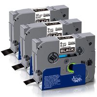 Pristar Replacement for TZe Tape TZe-315 TZe-325 TZe-335 White on Black 6mm / 9mm / 12mm x 26.2 Feet (8m) Laminated Tape, Compatible with Brother P-Touch PTD210 PT-D200 PT-H100 PTH110 PTD600, 3-Pack