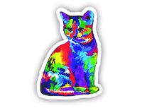 Cat Watercolor Sticker - Vinyl Decal - Laptop, Decor, Window Vinyl Decal Sticker - (4" Vinyl Decal)