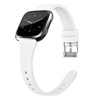 Tobfit Silicone Slim Band Compatible for Fitbit Versa/Lite/SE, Narrow & Thin Sport Wristband with Metal Buckle for Women/Men, White, Small