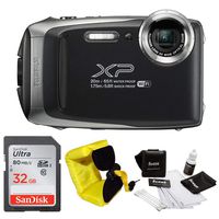 FujiFilm FinePix XP130 Rugged Waterproof WiFi Digital Camera (Dark Silver) + Focus Floating Strap & Sony 32GB Card Bundle