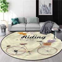 RUGSMAT Bicycle Round Area Rugs,Vintage Velocipede Basket Circle Rugs for Living Room Diameter-39