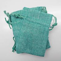 Firefly Faux Burlap Pouches w/Drawstrings, Turquoise, 6-Pack (3" x 4")