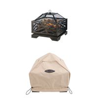 Pleasant Hearth Martin Extra Deep Wood Burning Fire Pit, 26-Inch with Square Fire Pit Cover, Small