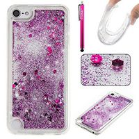 iPod Touch 6 Case, Firefish Slim Sparkle Shock Absorption Slim Bumper Cover Anti-Slip Soft Silicone Protective Skin for Girls Children Fits for Apple iPod Touch 6 -Purple
